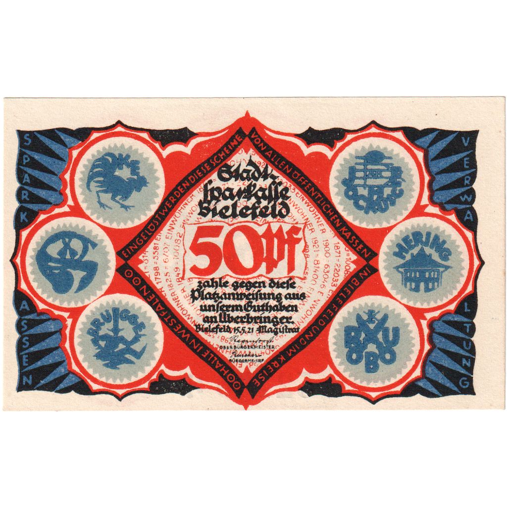 Deutschland, Bielefeld, 50 Pfennig, 1921-05-15, UNZ-