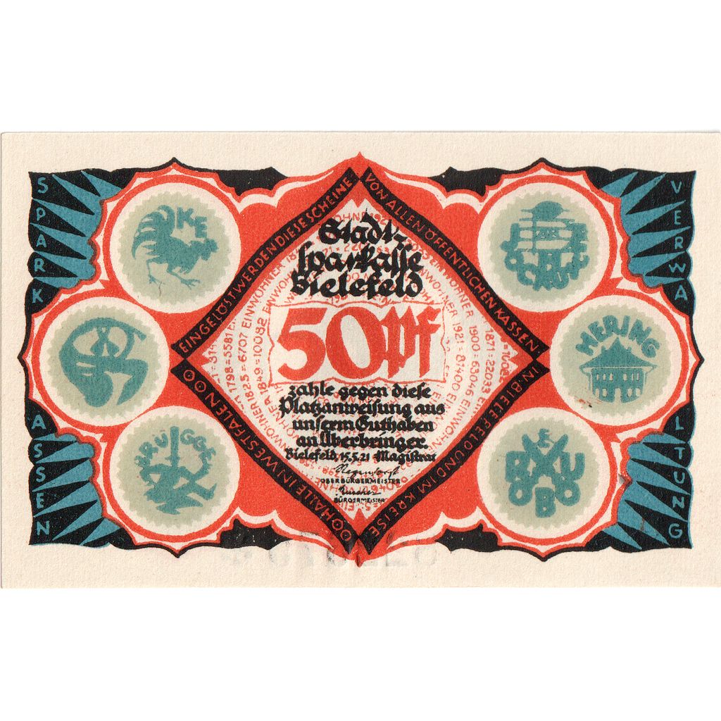 Deutschland, Bielefeld, 50 Pfennig, 1921-05-15, UNZ-