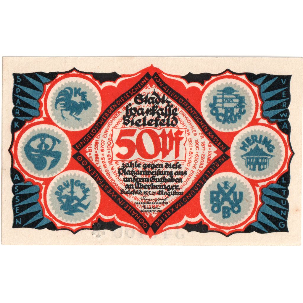 Deutschland, Bielefeld, 50 Pfennig, 1921-05-15, UNZ-