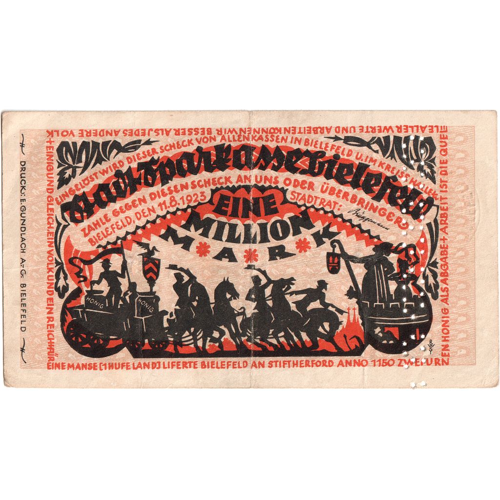 Duitsland, Bielefeld, 1 Million Mark, 1923-08-11, TB