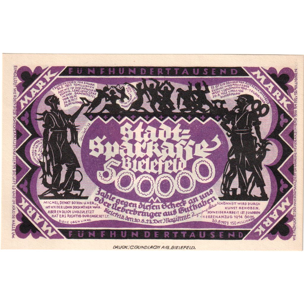 Deutschland, Bielefeld, 500 000 Mark, 1923-08-20, UNZ-