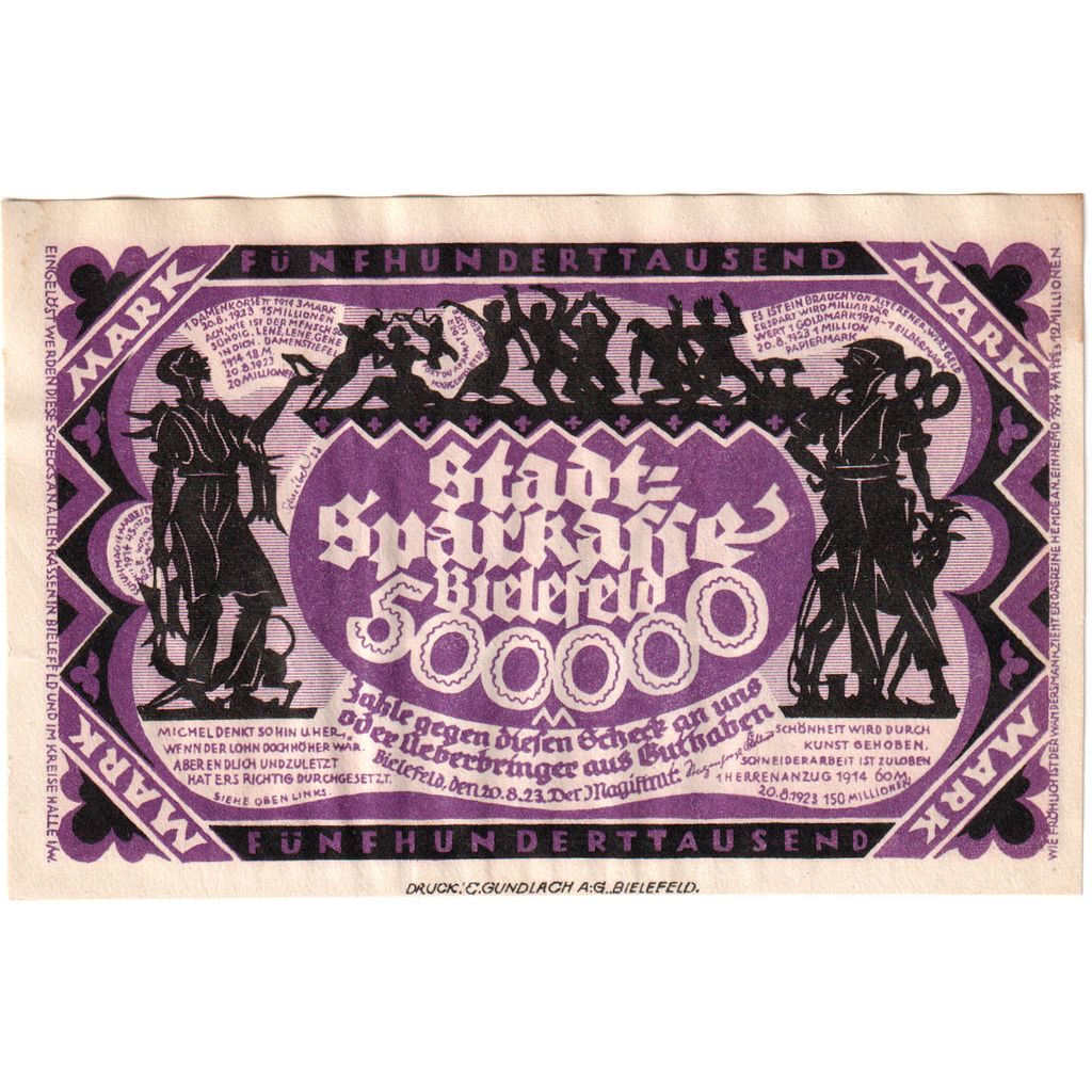Deutschland, Bielefeld, 500 000 Mark, 1923-08-20, UNZ-