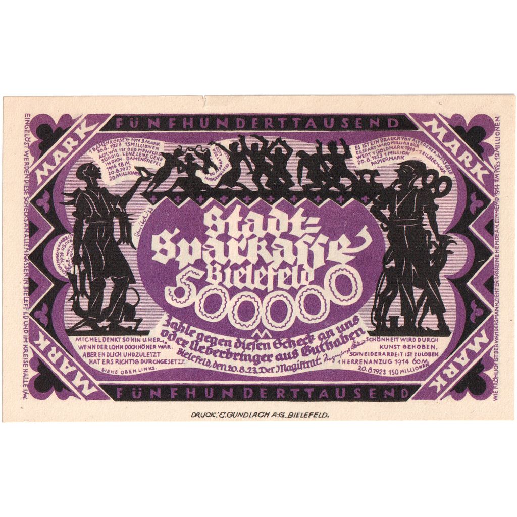 Deutschland, Bielefeld, 500 000 Mark, 1923-08-20, UNZ-