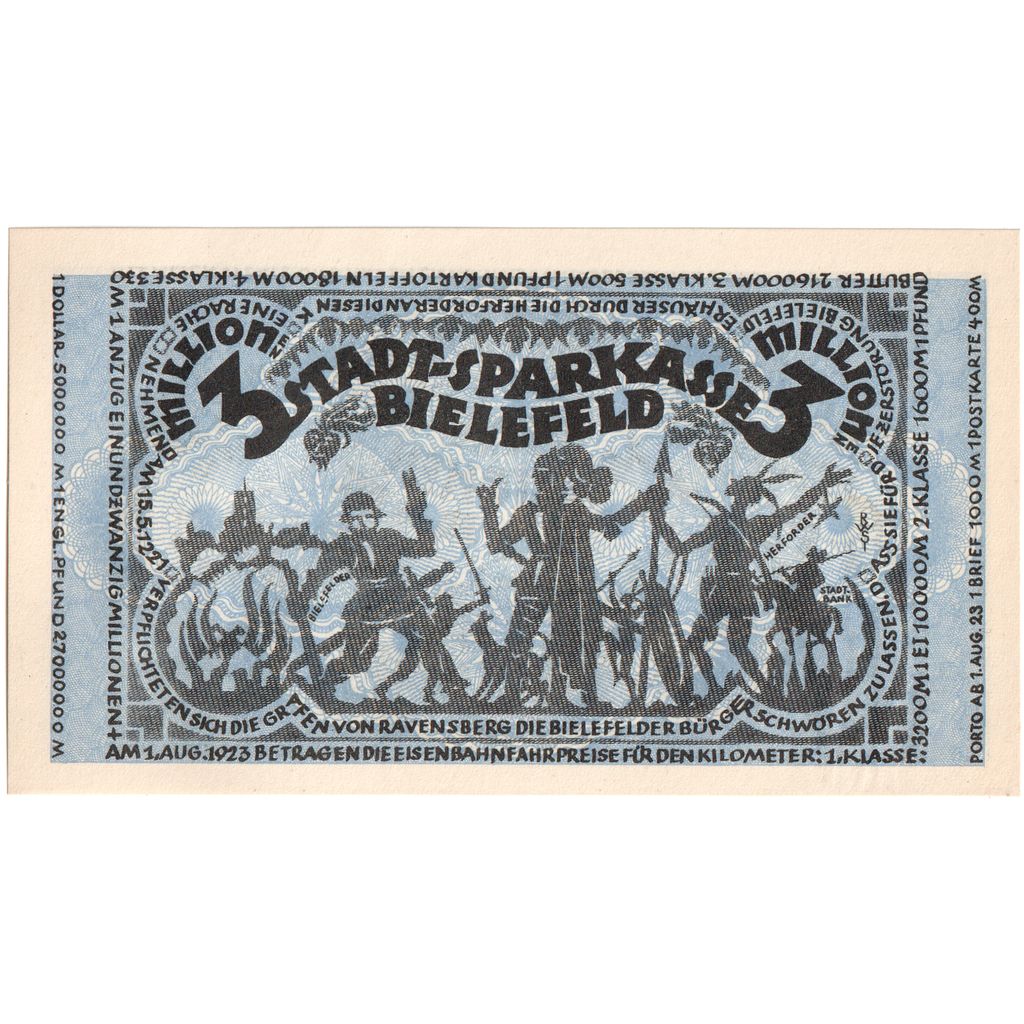 Deutschland, Bielefeld, 3 Millionen Mark, 1923-08-11, UNZ-