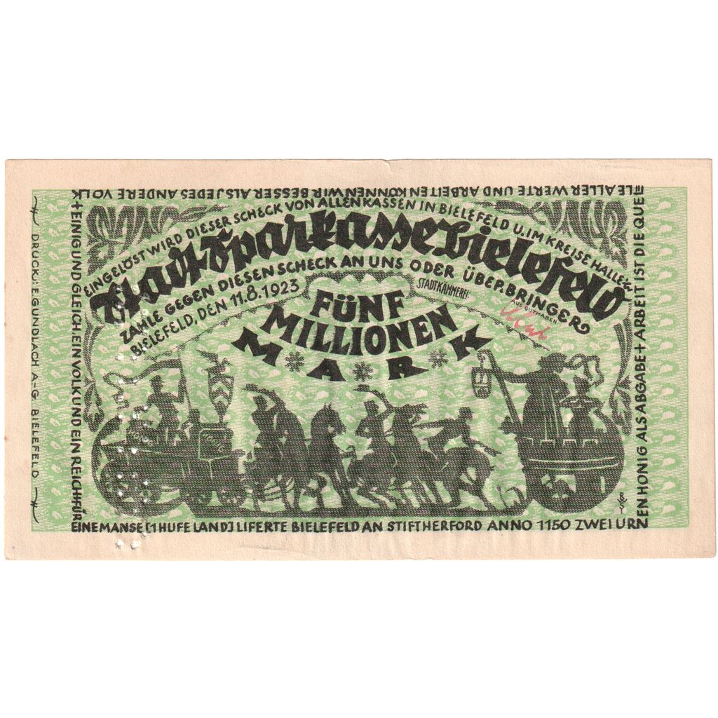 Deutschland, Bielefeld, 5 Millionen Mark, 1923-08-11, VZ