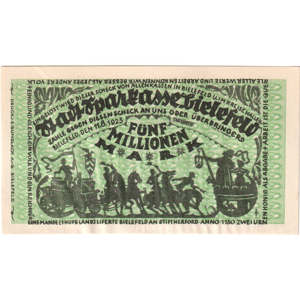 Deutschland, Bielefeld, 5 Millionen Mark, 1923-08-11, UNZ-