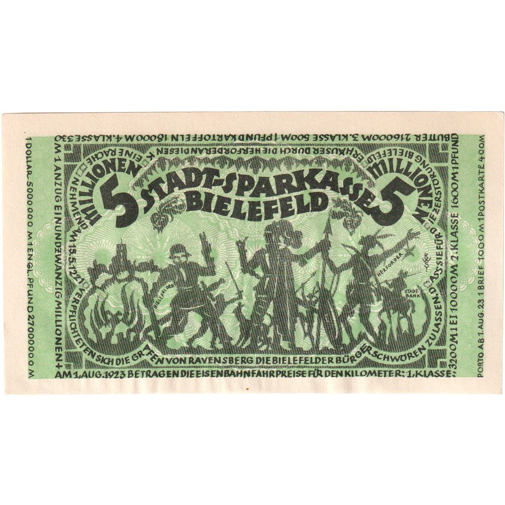 Deutschland, Bielefeld, 5 Millionen Mark, 1923-08-11, UNZ-