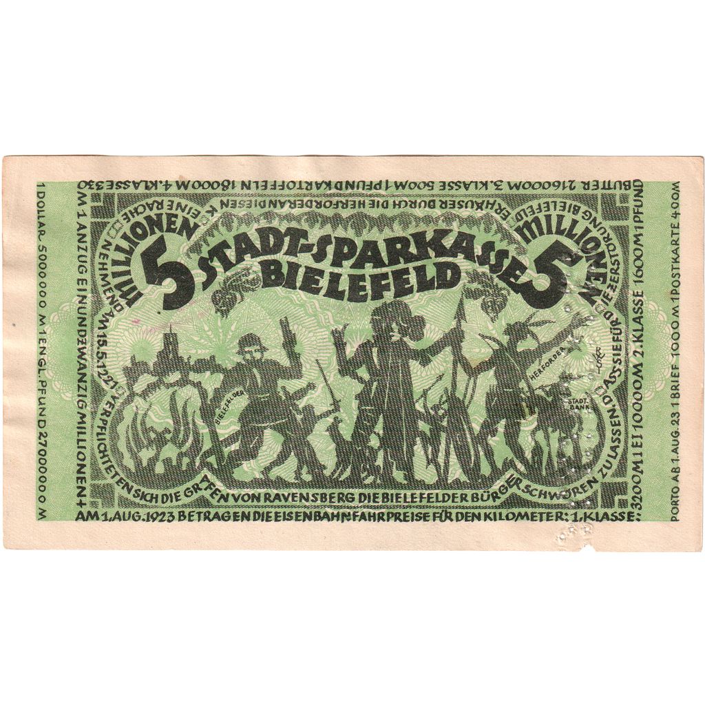 Deutschland, Bielefeld, 5 Millionen Mark, 1923-08-11, VZ