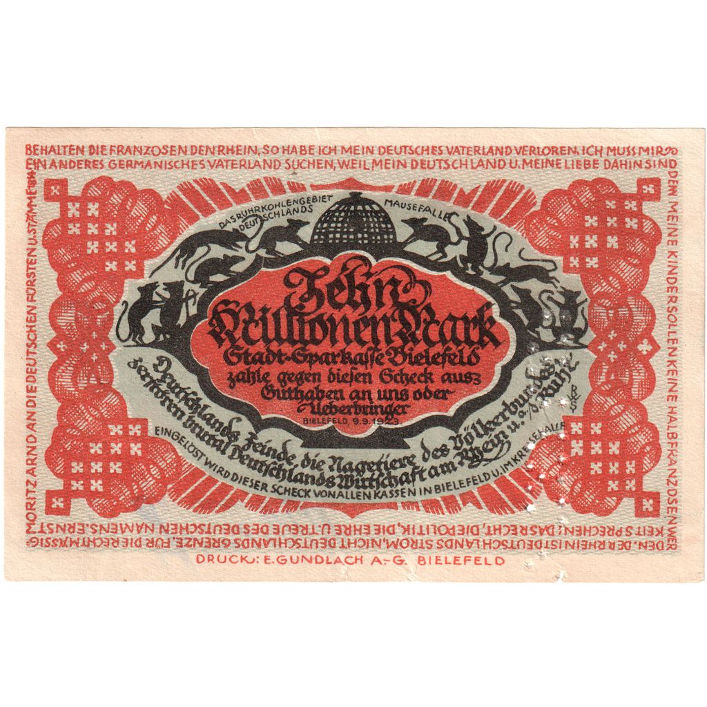 Deutschland, Bielefeld, 10 Millionen Mark, 1923-09-09, VZ