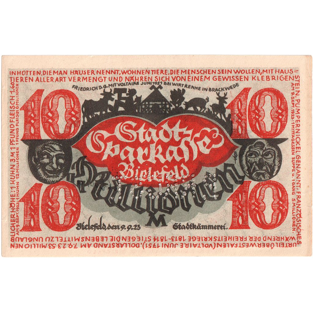 Deutschland, Bielefeld, 10 Millionen Mark, 1923-09-09, VZ