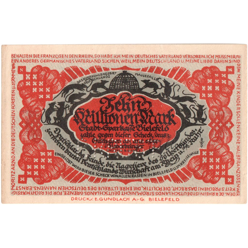 Deutschland, Bielefeld, 10 Millionen Mark, 1923-09-09, VZ