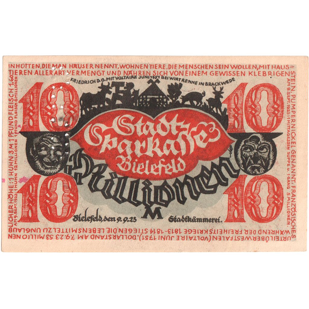 Deutschland, Bielefeld, 10 Millionen Mark, 1923-09-09, UNZ-