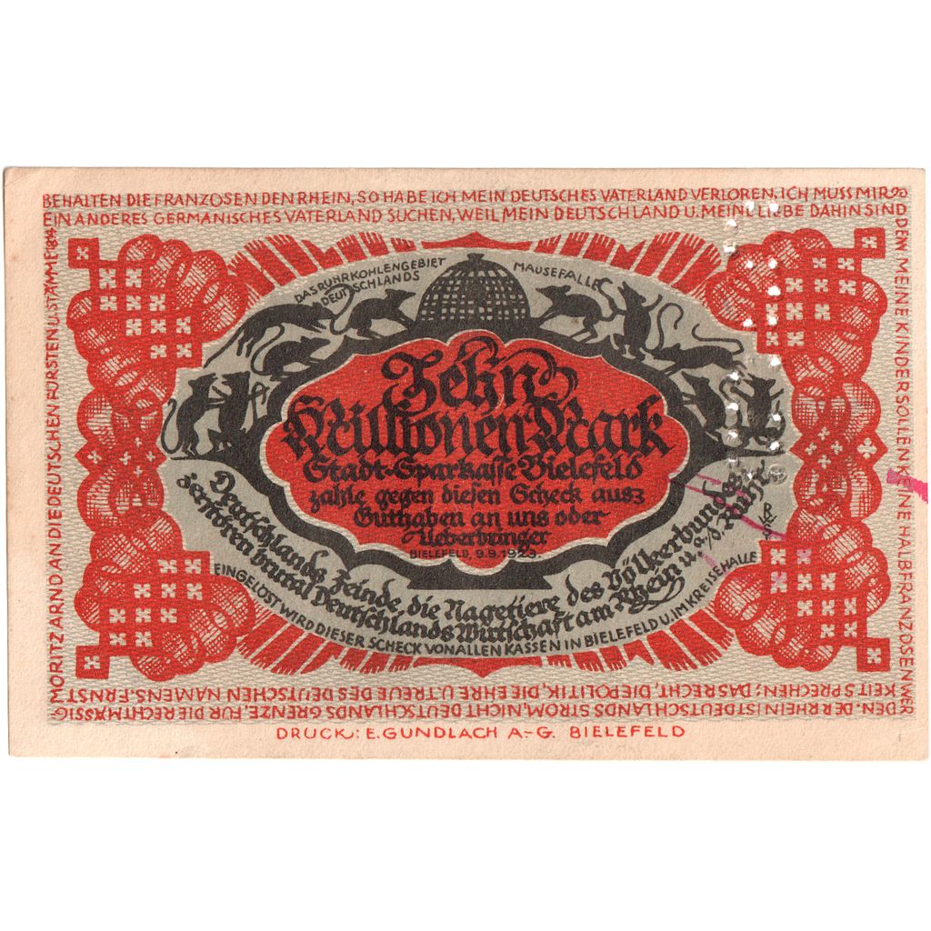 Deutschland, Bielefeld, 10 Millionen Mark, 1923-09-09, UNZ-