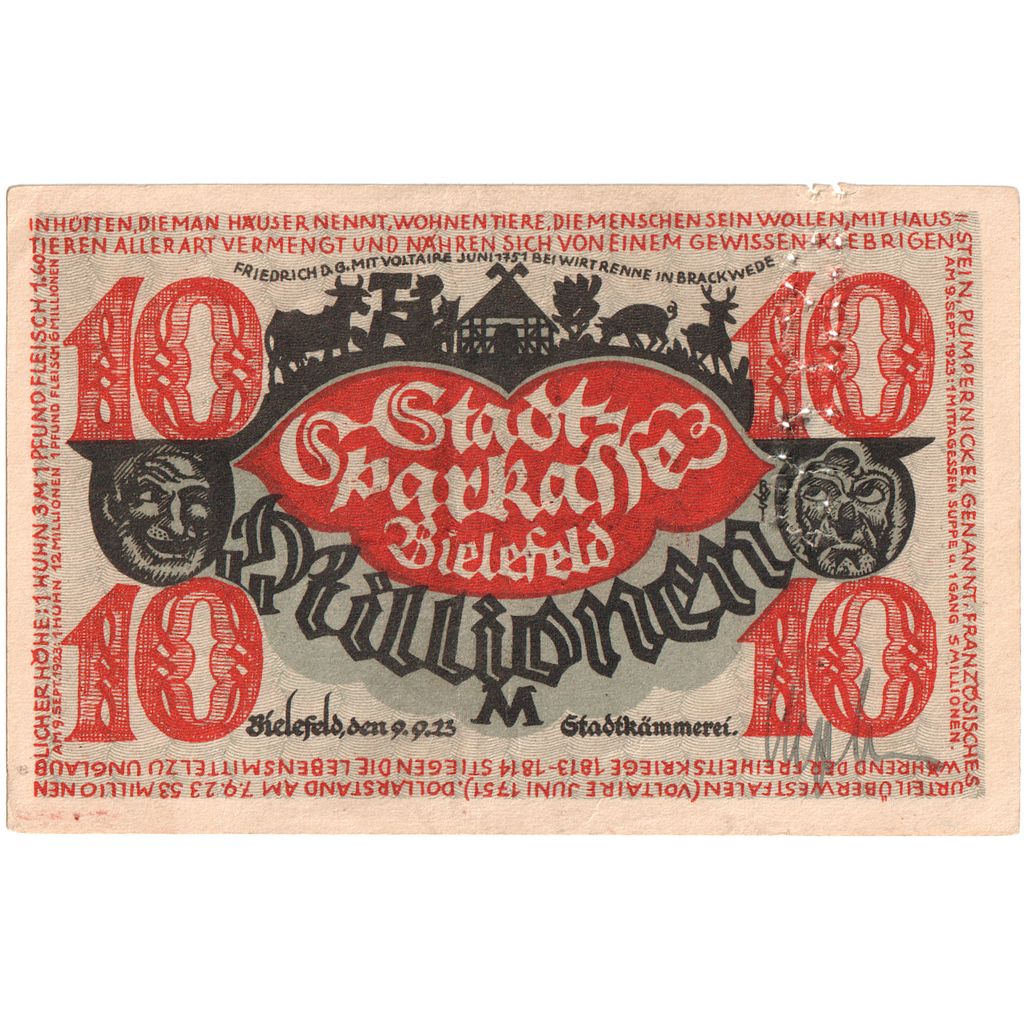 Deutschland, Bielefeld, 10 Millionen Mark, 1923-09-09, SS+