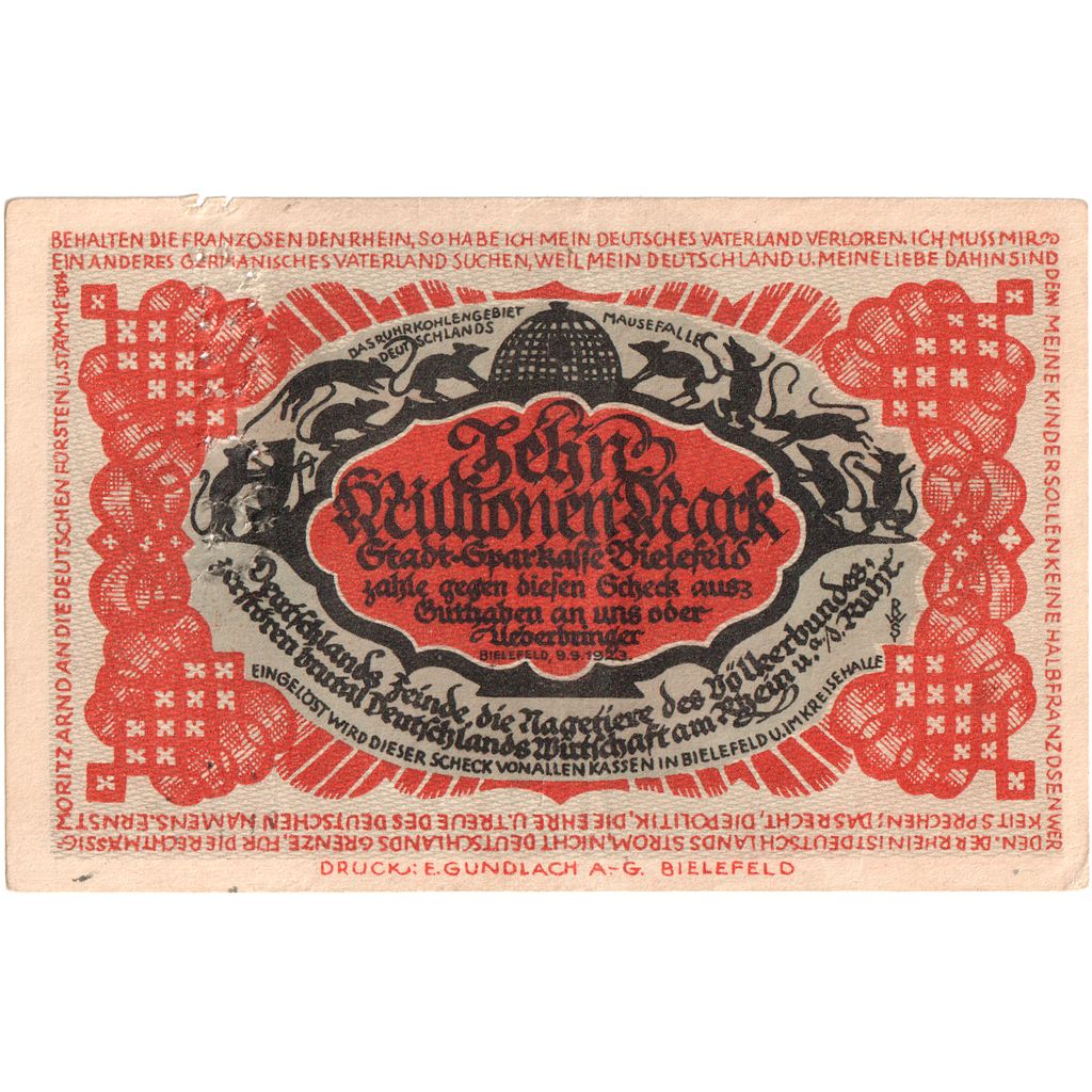Deutschland, Bielefeld, 10 Millionen Mark, 1923-09-09, SS+
