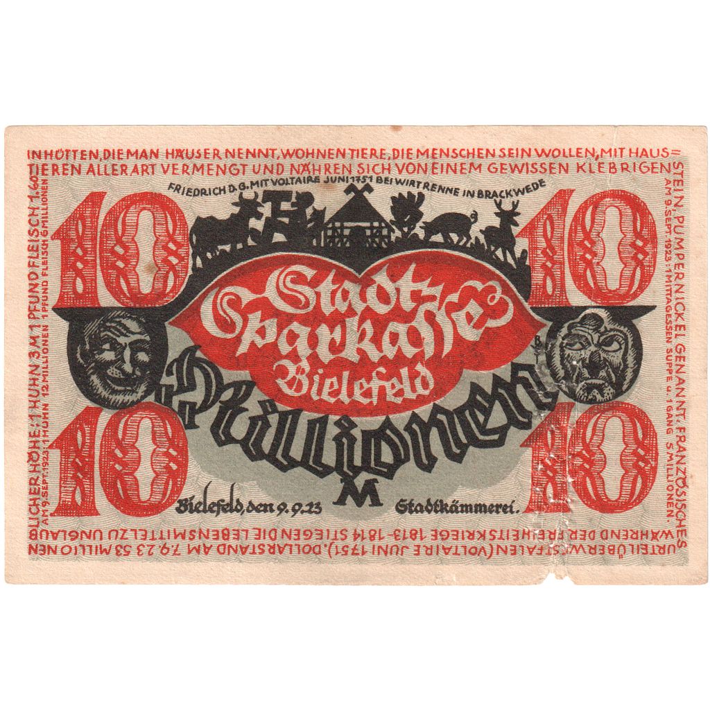 Deutschland, Bielefeld, 10 Millionen Mark, 1923-09-09, SS