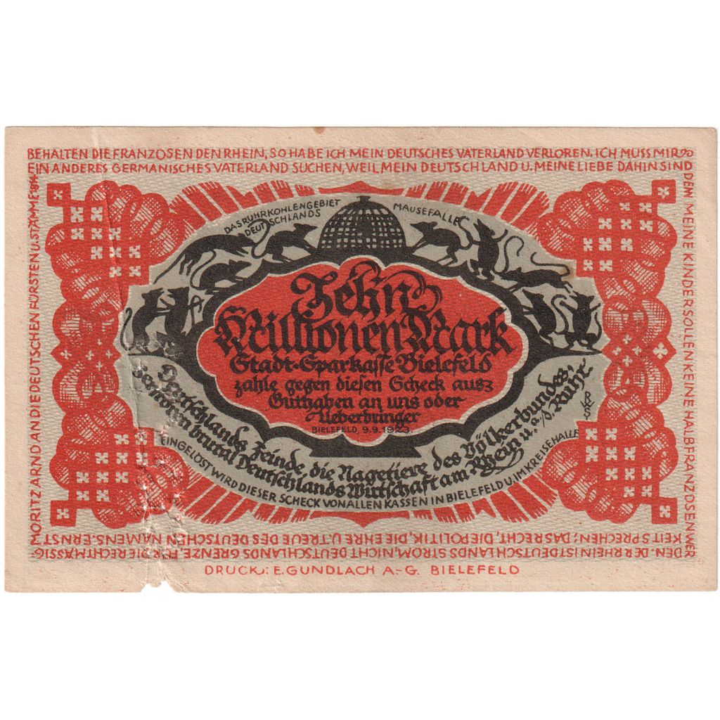 Deutschland, Bielefeld, 10 Millionen Mark, 1923-09-09, SS