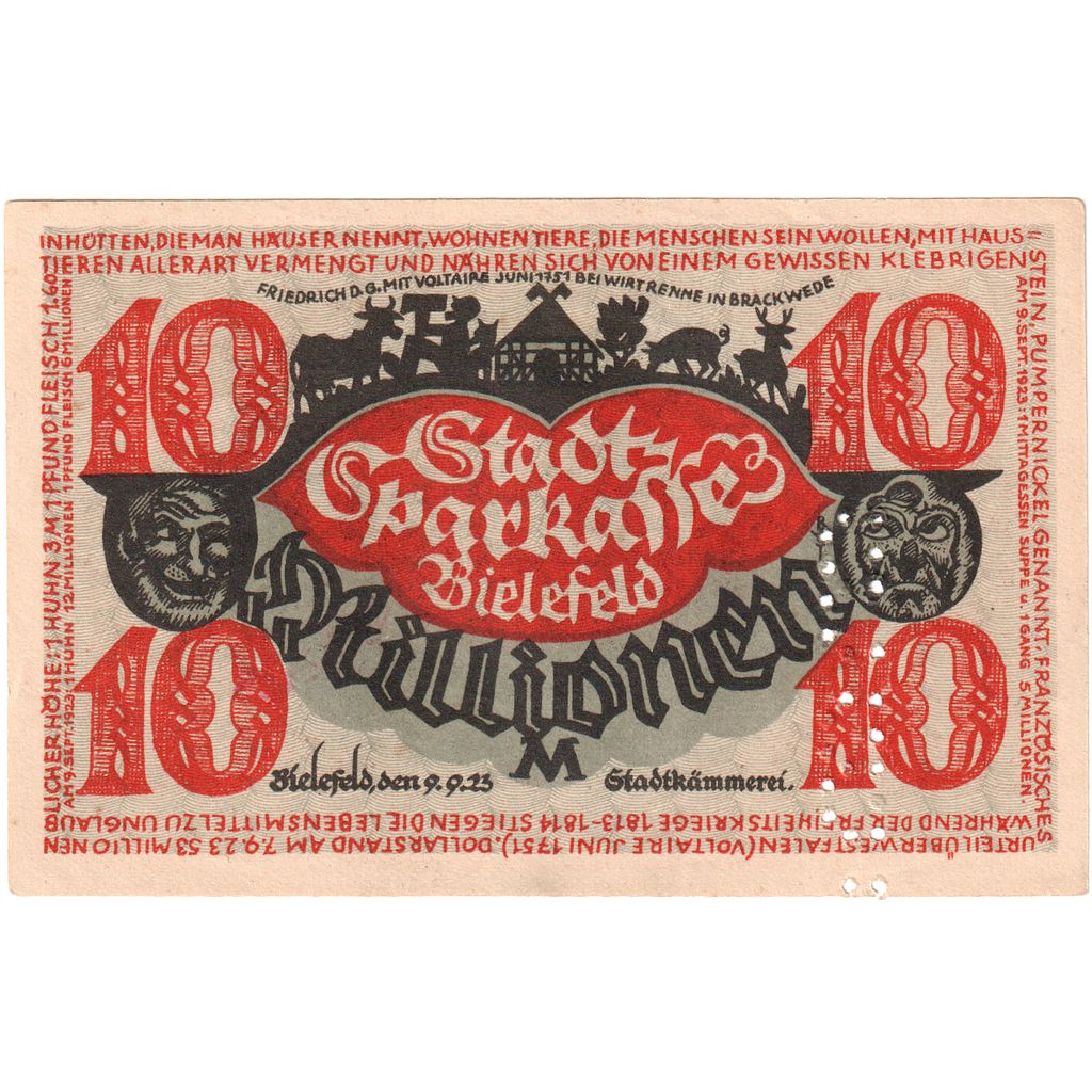 Deutschland, Bielefeld, 10 Millionen Mark, 1923-09-09, VZ