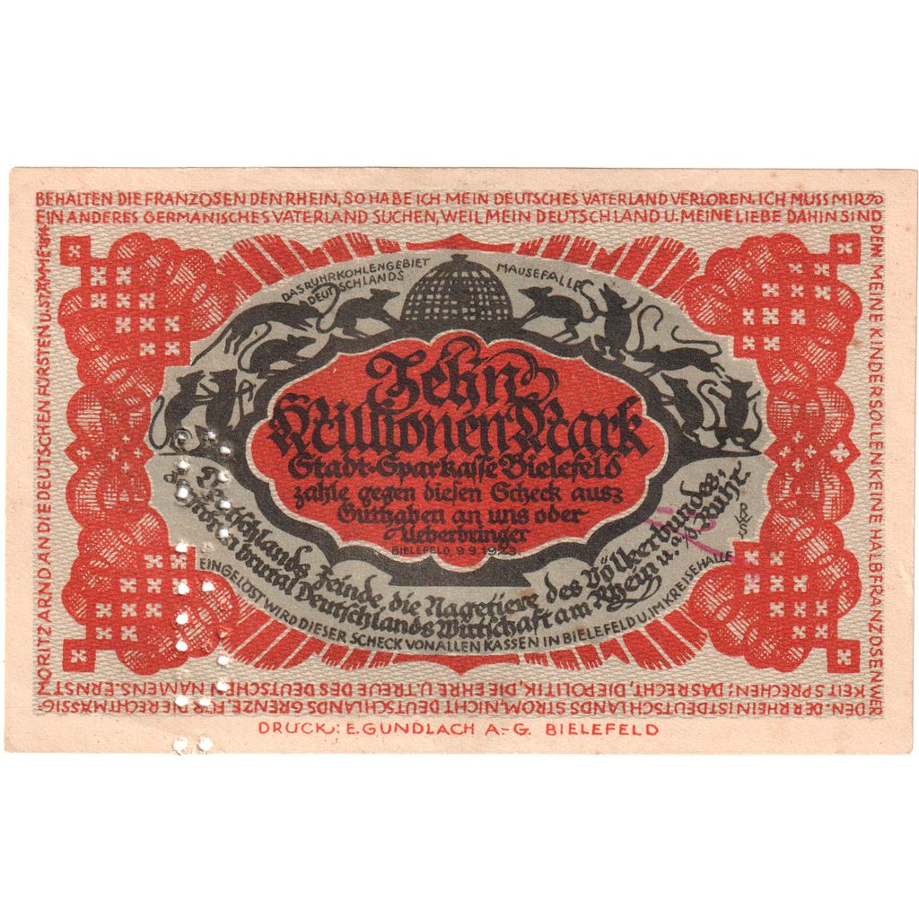 Deutschland, Bielefeld, 10 Millionen Mark, 1923-09-09, VZ