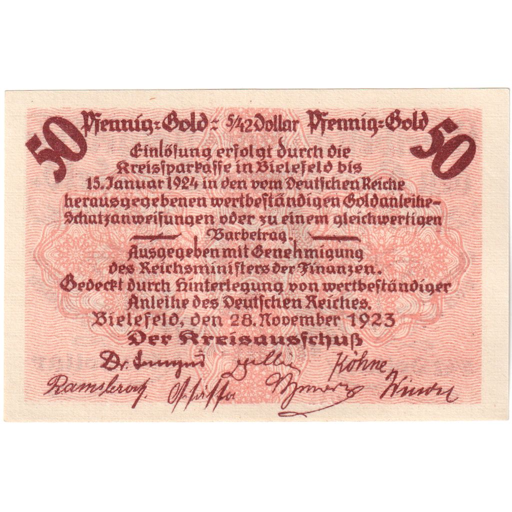 Deutschland, Bielefeld, 50 Pfennig, 1923-11-28, UNZ-