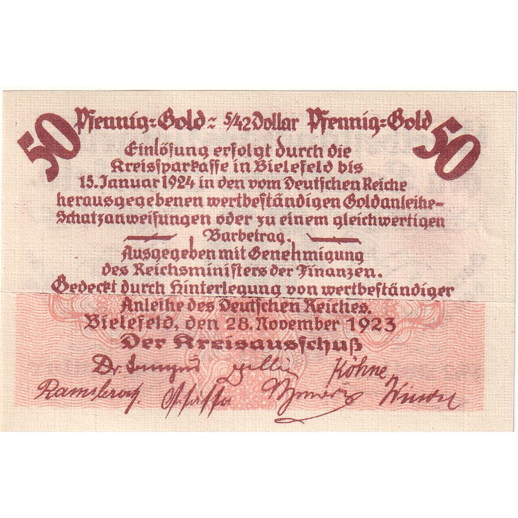 Deutschland, Bielefeld, 50 Pfennig, 1923-11-28, UNZ-