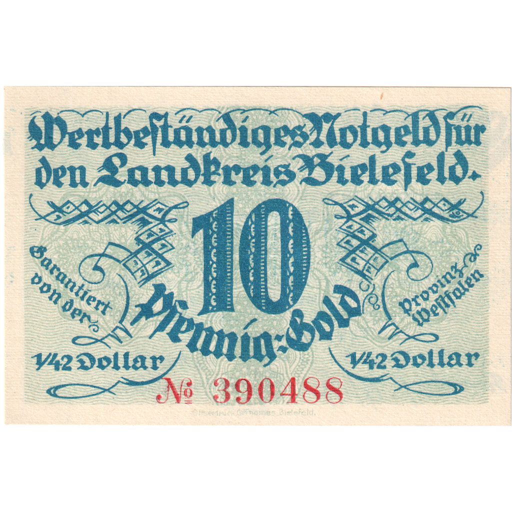 Germany, Bielefeld, 10 Goldpfenning, 1923-11-28, UNC(63)
