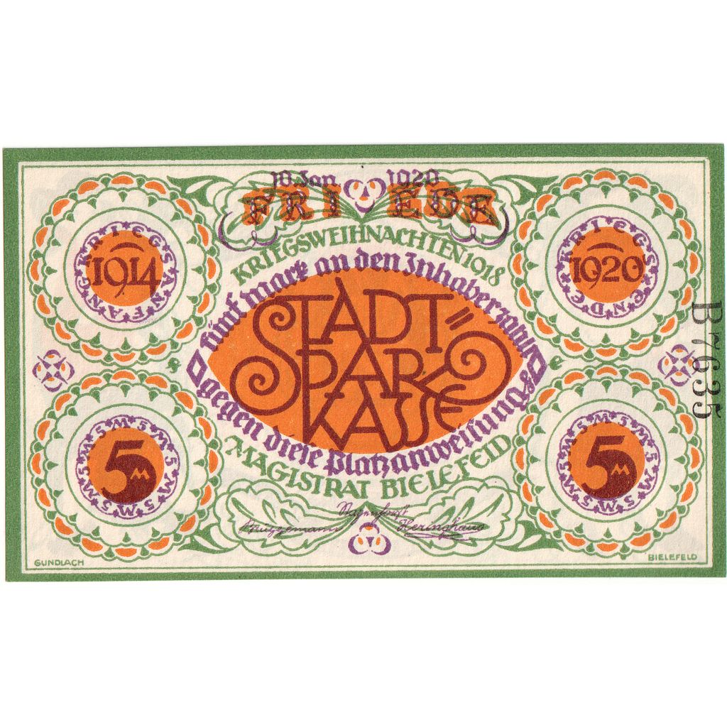 Deutschland, Bielefeld, 5 Mark, 1920-10-01, UNZ-
