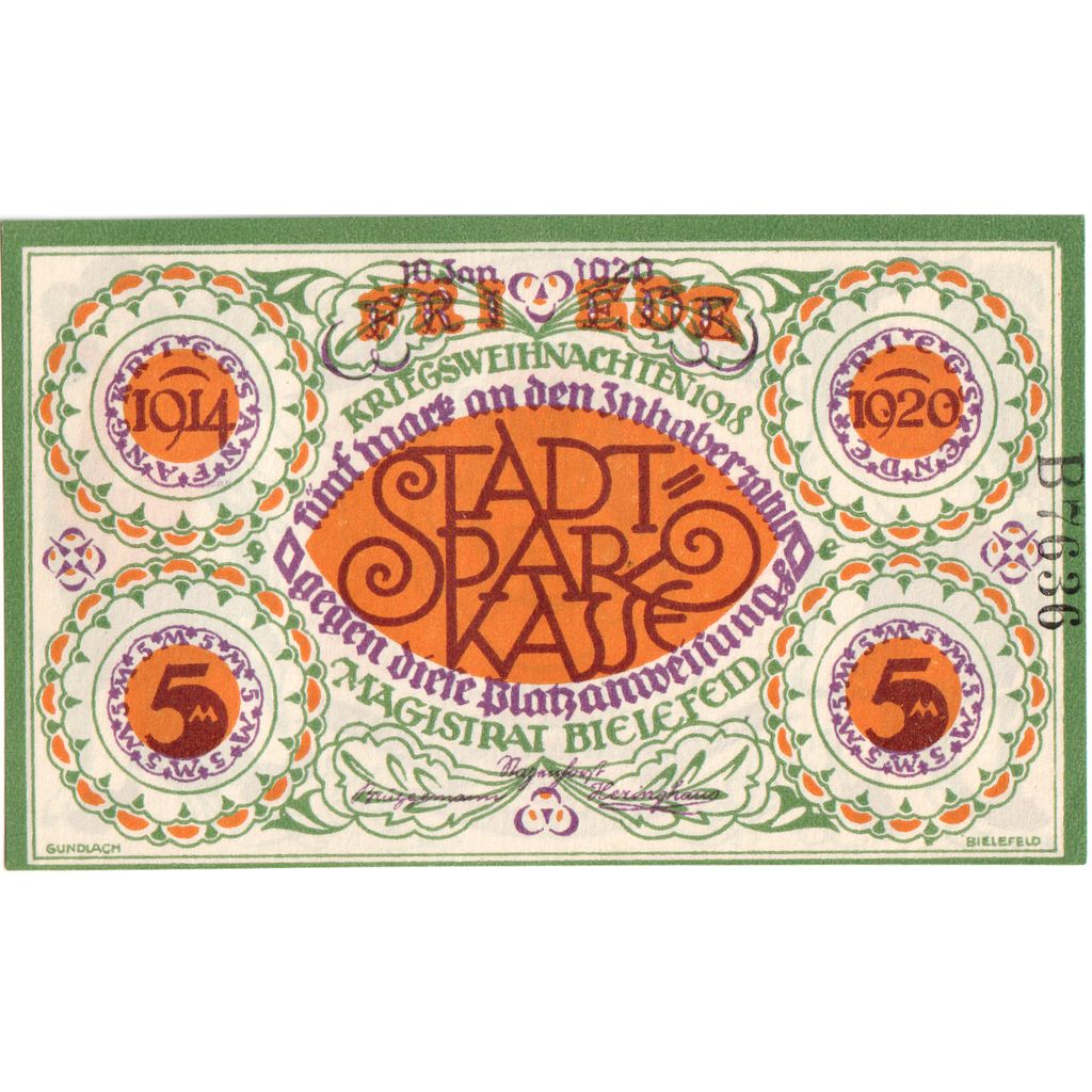 Deutschland, Bielefeld, 5 Mark, 1920-10-01, UNZ-