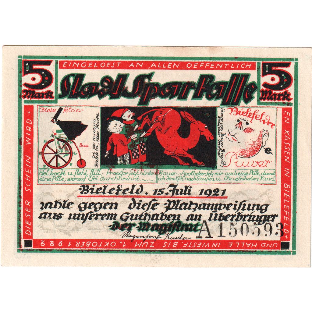 Germany, Bielefeld, 5 Mark, 1921-07-15, UNC(60-62)