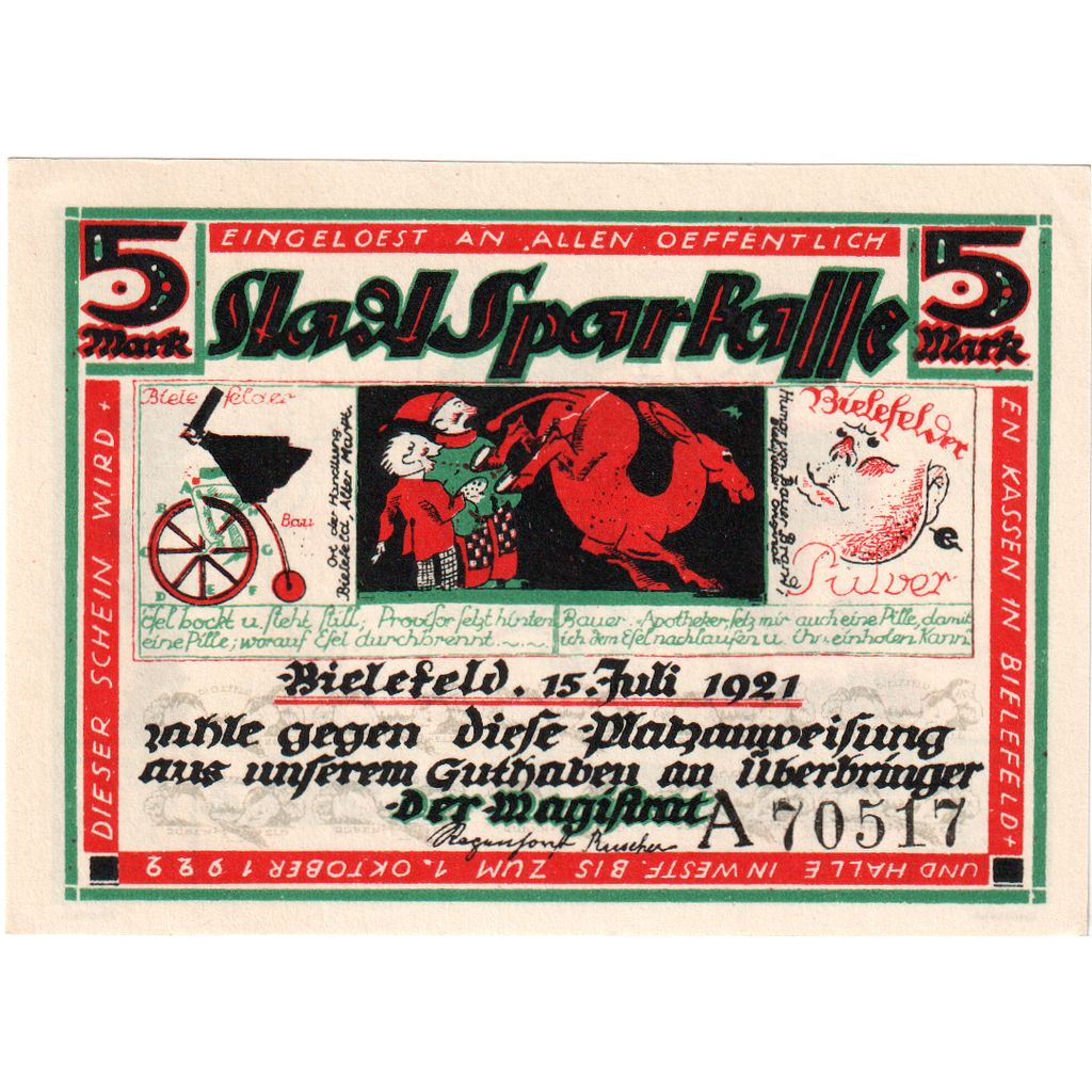 Deutschland, Bielefeld, 5 Mark, 1921-07-15, VZ+