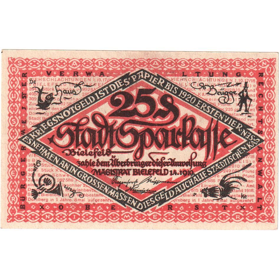 Germany, Bielefeld, 25 Pfennig, 1919-04-01, UNC(63)