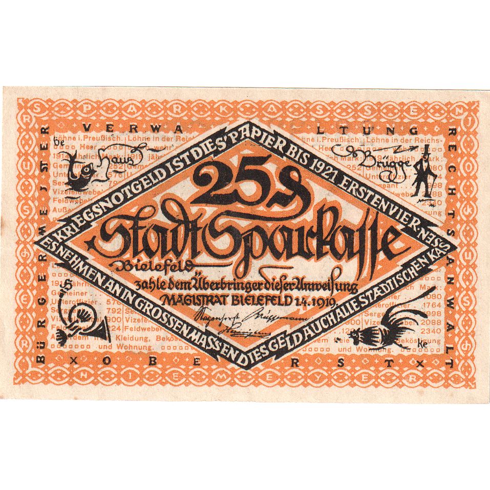 Germany, Bielefeld, 25 Pfennig, 1919-04-01, UNC(63), Grabowski:B44.9b