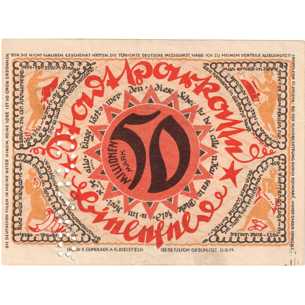 Germany, Bielefeld, 50 Millionen Mark, 1922-04-02, EF(40-45), Grabowski:93