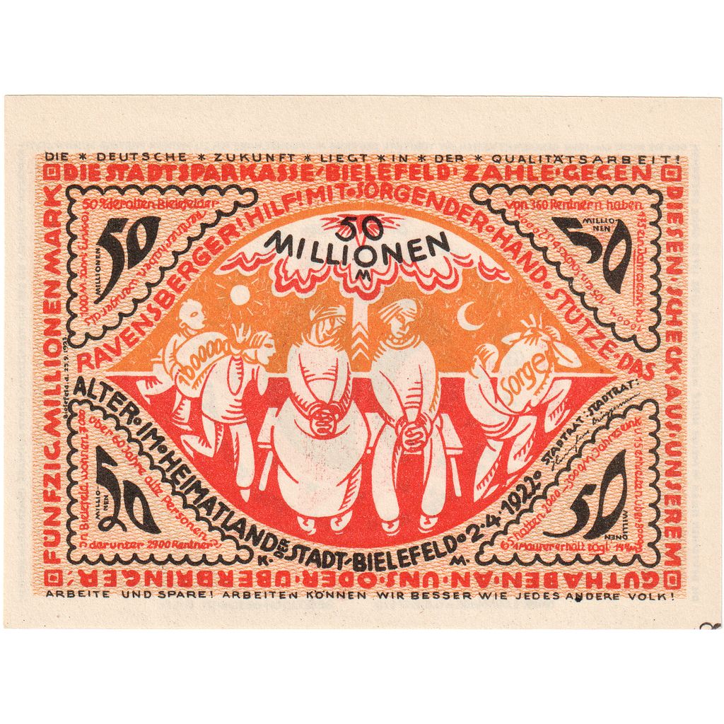 Alemania, Bielefeld, 50 Millionen Mark, 1922-09-09, SC, Grabowski:93