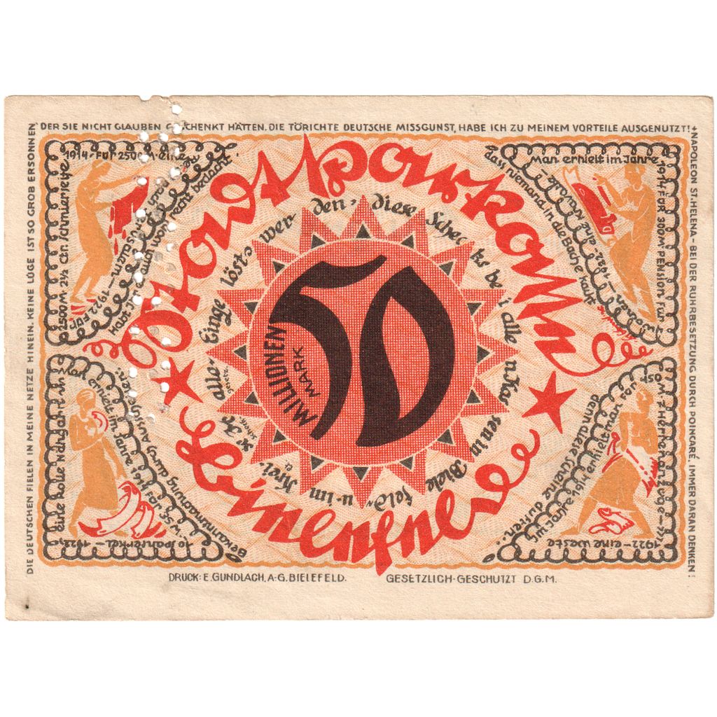 Germany, Bielefeld, 50 Millionen Mark, 1922-04-02, AU(55-58), Grabowski:93