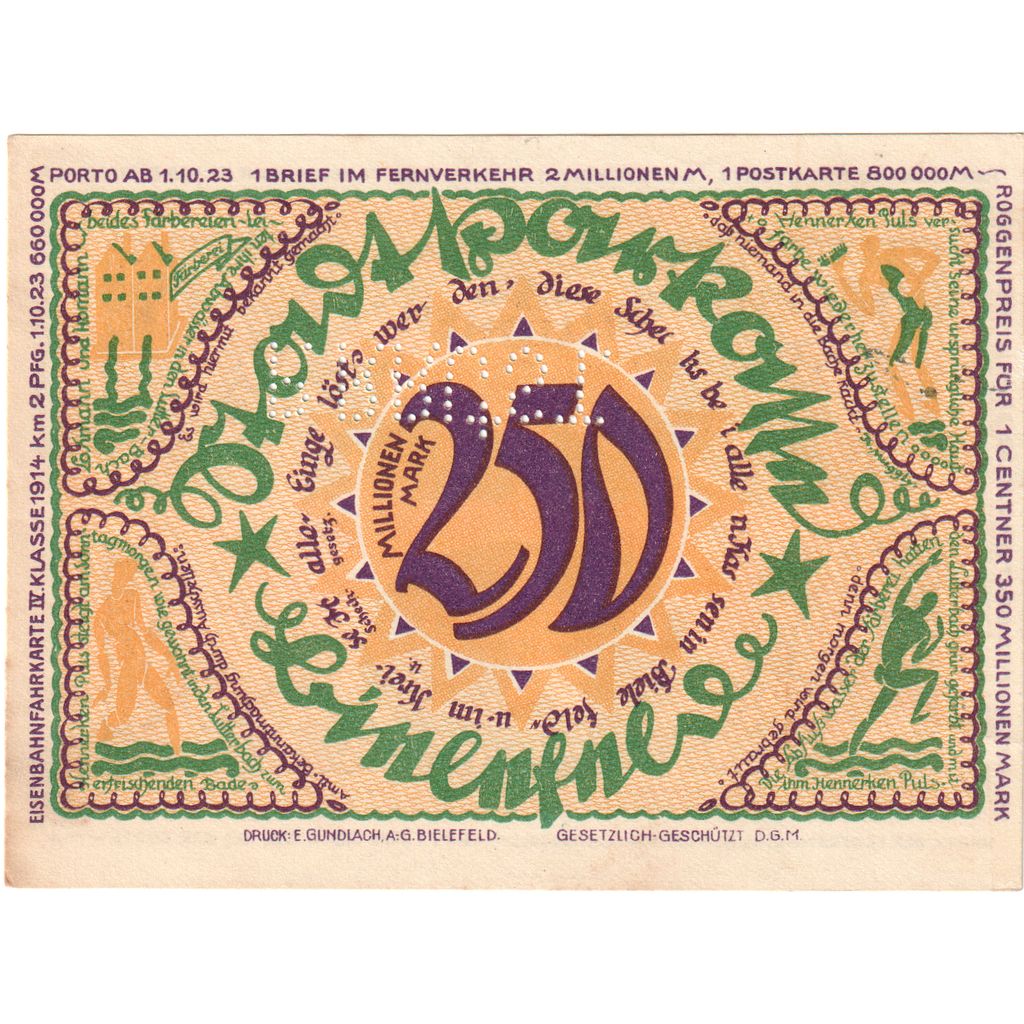 Germania, Bielefeld, 250 Millionen Mark, 1922-04-02, SPL