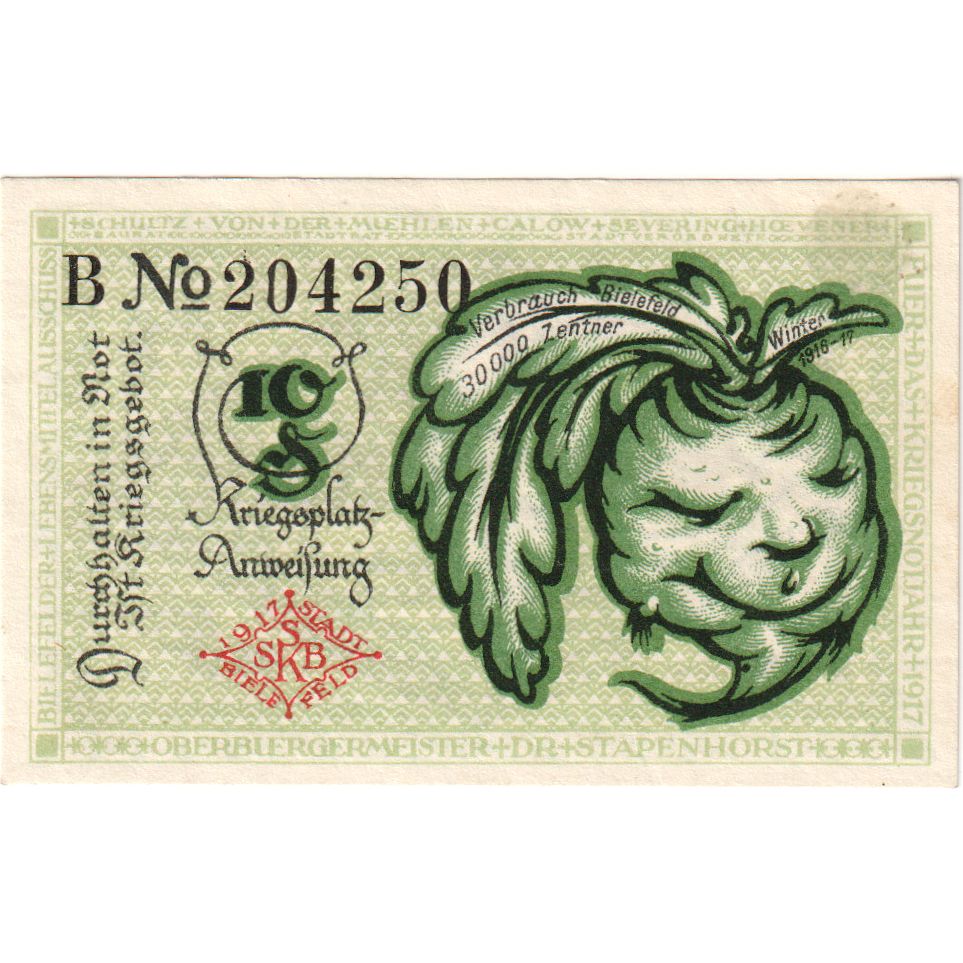 Germany, Bielefeld, 10 Pfennig, 1917-07-01, AU(55-58), Grabowski:44.2b