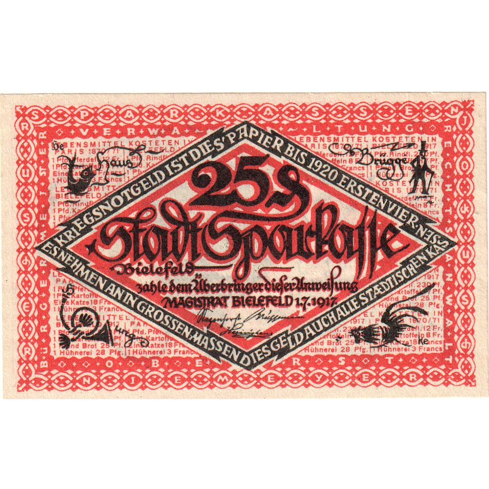 Germany, Bielefeld, 25 Pfennig, 1917-07-01, UNC(63), Grabowski:B44.9b