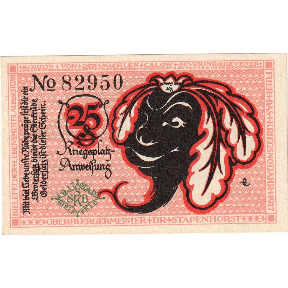 Germany, Bielefeld, 25 Pfennig, 1917-07-01, UNC(65-70), Grabowski:B44.9b