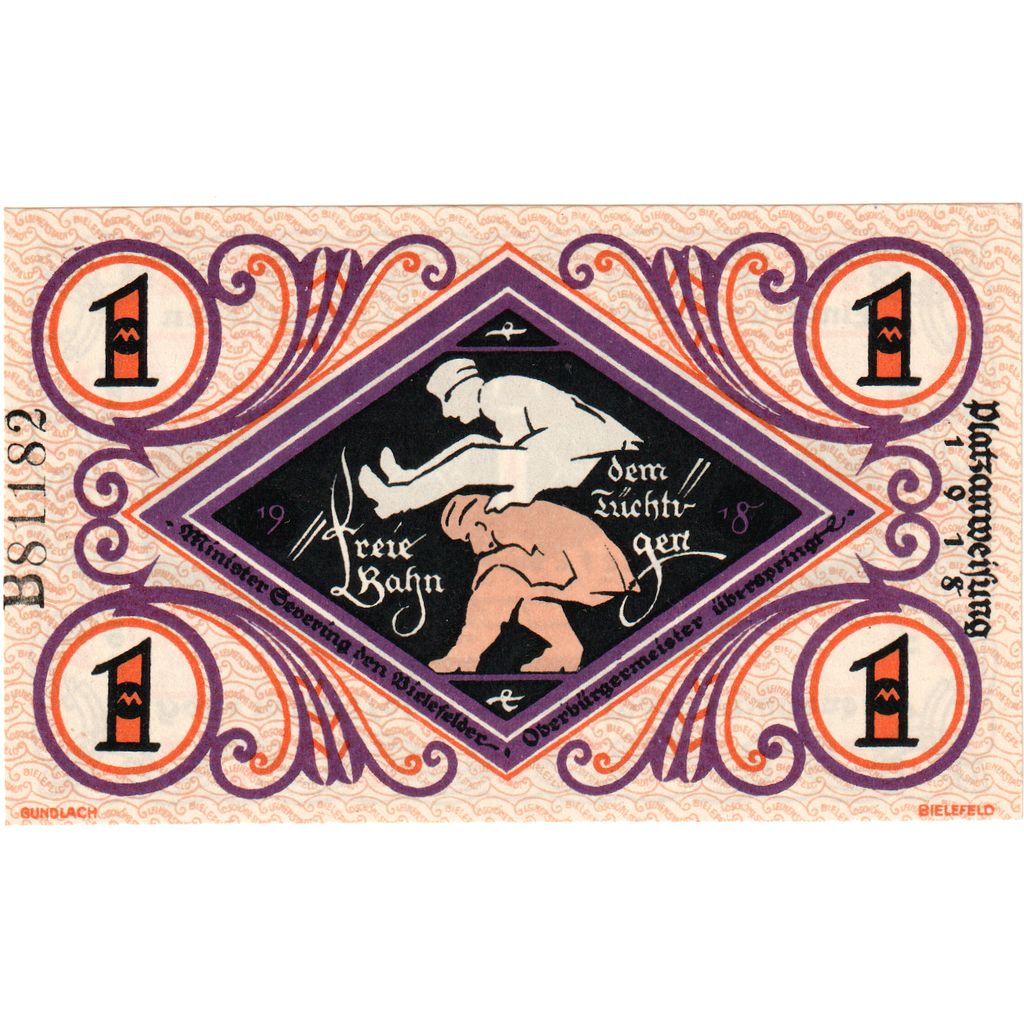 Germany, Bielefeld, 1 Mark, 1918-12-01, UNC(65-70)