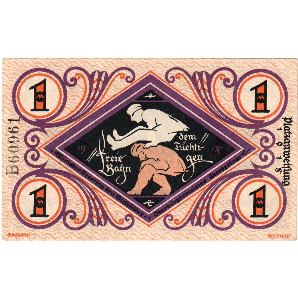 Germany, Bielefeld, 1 Mark, 1918-12-01, UNC(63)