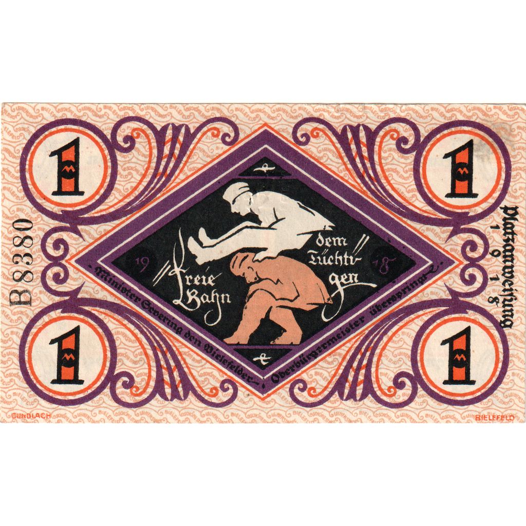 Germany, Bielefeld, 1 Mark, 1918-12-01, AU(55-58)