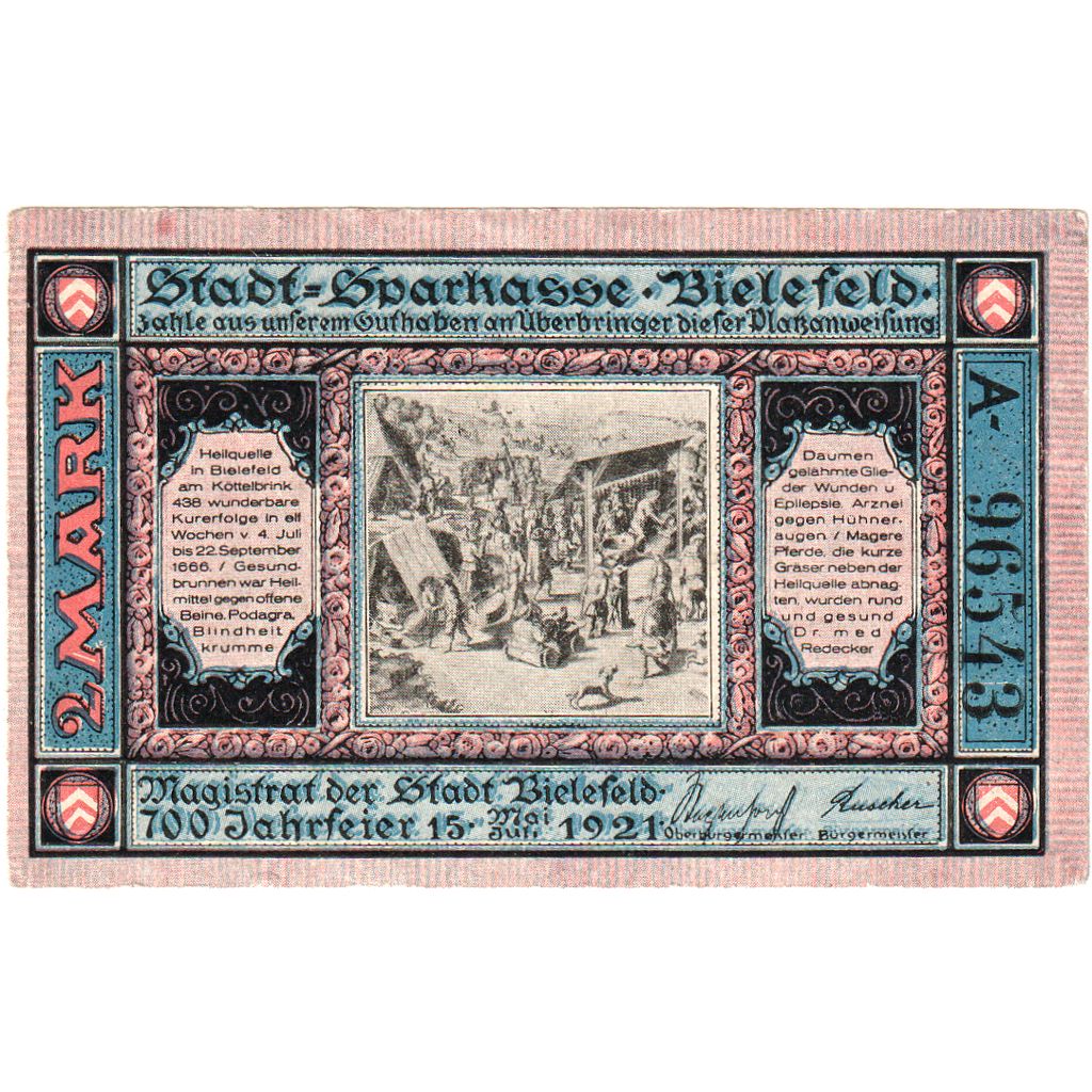 Germany, Bielefeld, 2 Mark, 1921-05-15, AU(55-58)