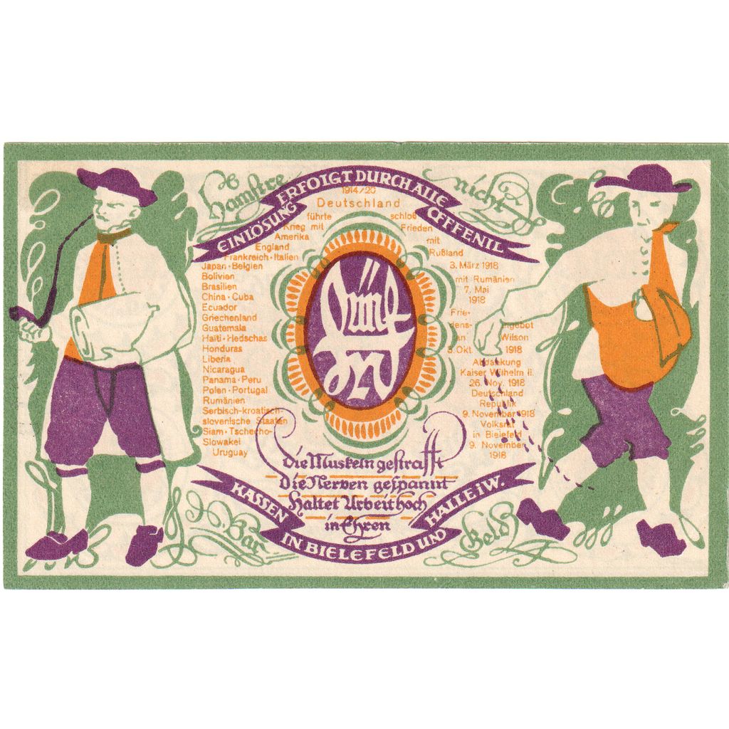 Germany, Bielefeld, 5 Mark, 1920-01-10, AU(55-58), Grabowski:103.4