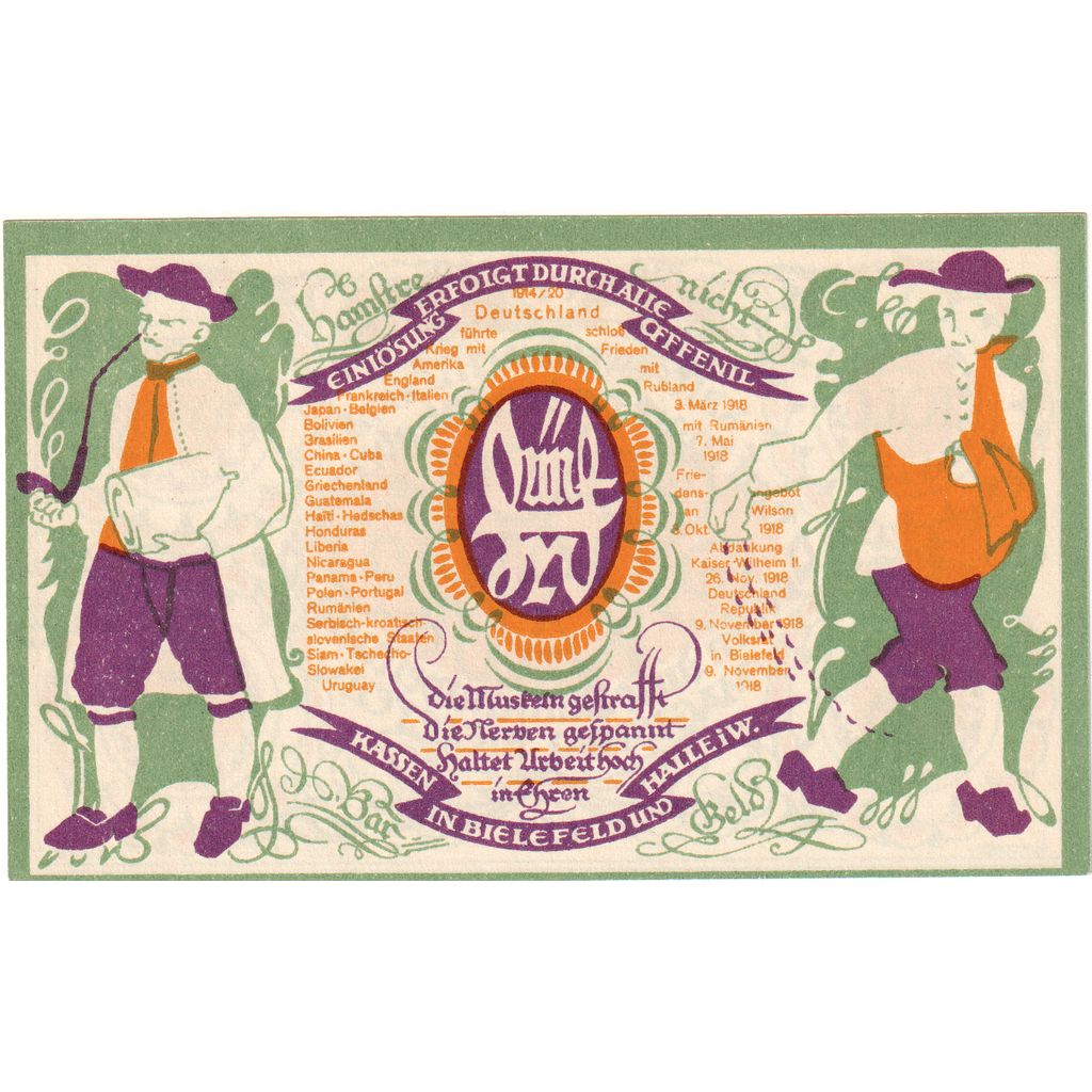 Germany, Bielefeld, 5 Mark, 1920-01-10, UNC(63), Grabowski:103.4