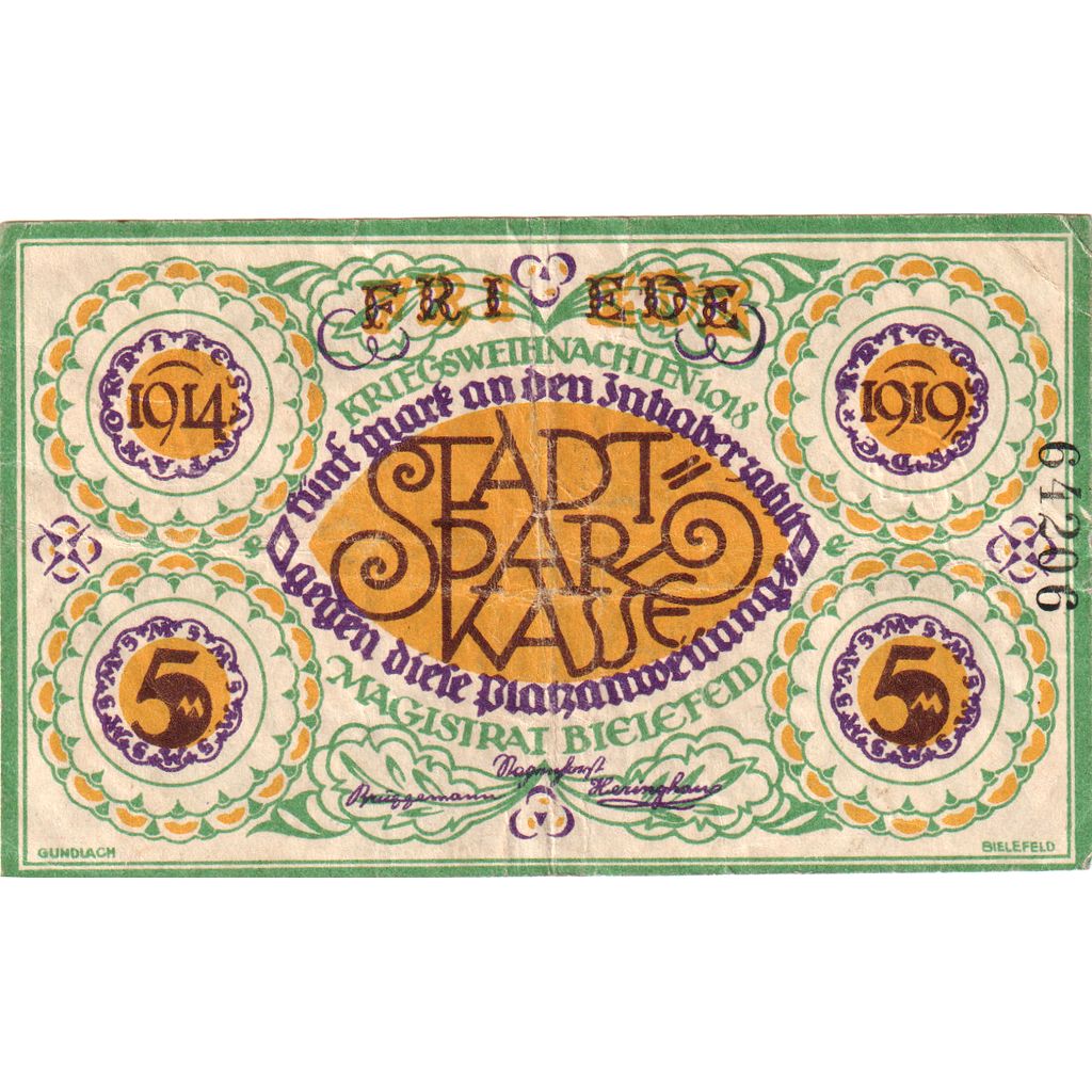 Germany, Bielefeld, 5 Mark, VF(20-25)