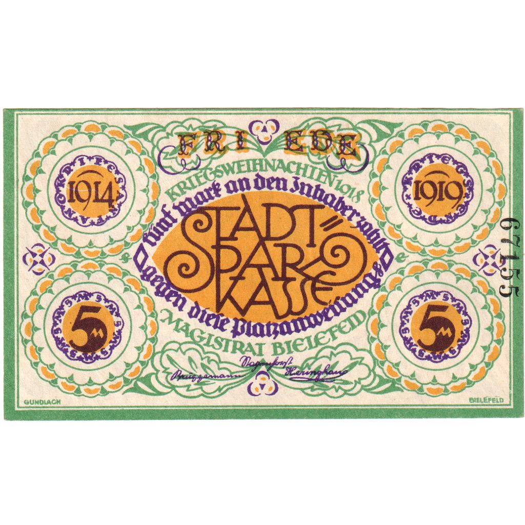 Germany, Bielefeld, 5 Mark, UNC(63)