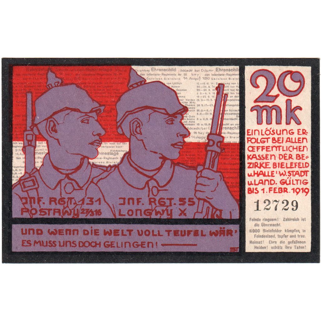 Germany, Bielefeld, 20 Mark, 1918-11-01, UNC(63)