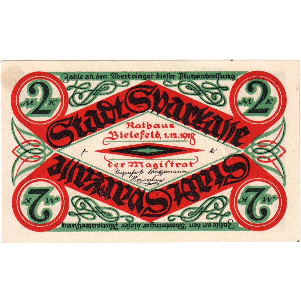 Germany, Bielefeld, 2 Mark, 1918-12-01, AU(55-58)