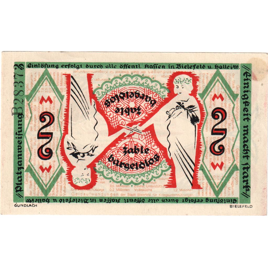 Germany, Bielefeld, 2 Mark, 1918-12-01, AU(55-58)